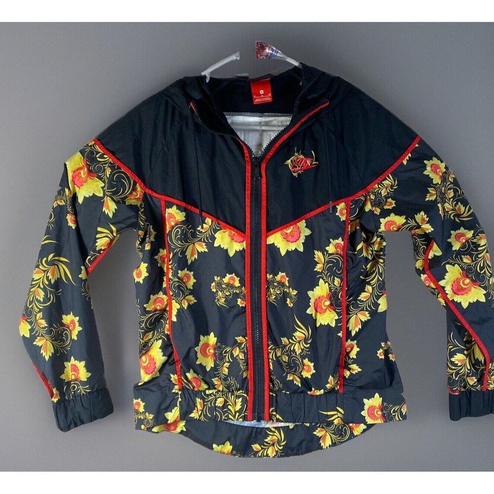 Nike Sportswear Windrunner Women M Floral Full Zip Hooded Jacket Windbreaker